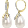 Hot Sale 💯 9-10MM South Sea Cultured Pearl and 1/3 CT TW Diamond Drop Earrings in 14k Yellow Gold by Belk & Co. 💯