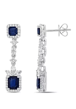 Brand new 🌟 2.54 ct. t.w. Sapphire and 1.0 ct. t.w. Marquise and Round Cut Diamond Drop Earrings in 14k White Gold by Belk & Co. 🧨
