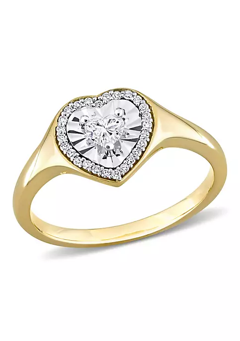 Cheap โ๏ธ 1/4 ct. t.w. Heart & Round Shape Diamond Halo Engagement Ring in 14K Yellow Gold by Belk & Co. ๐ 1 Cheap โ๏ธ 1/4 ct. t.w. Heart & Round Shape Diamond Halo Engagement Ring in 14K Yellow Gold by Belk & Co. ๐