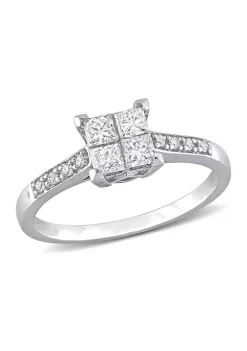 Top 10 ⌛ 5/8 CT TW Princess and Round-Cut Diamond Cluster Engagement Ring in 10k White Gold by Belk & Co. 💯