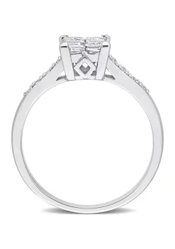 Top 10 ⌛ 5/8 CT TW Princess and Round-Cut Diamond Cluster Engagement Ring in 10k White Gold by Belk & Co. 💯 -DealsBelk & Co. Store Belk 35264