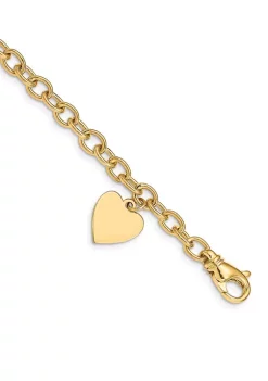 Top 10 โจ 14K Yellow Gold Link with Heart Charm Bracelet by Belk & Co. โจ