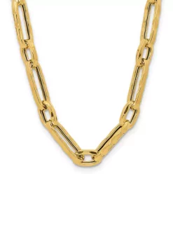 Best deal ⭐ 14K Yellow Gold Polished and Textured Fancy Link Necklace by Belk & Co. ❤️