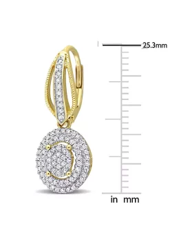 Flash Sale 👏 1/2 ct. t.w. Diamond Double Halo Oval Cluster Drop Leverback Earrings in 10K Yellow Gold by Belk & Co. 🌟 -DealsBelk & Co. Store Belk 35286