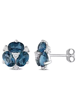 Best deal ✨ 3 CT TGW London Blue Topaz and 1/4 CT TW Diamond Floral Earrings in 14k White Gold by Belk & Co. 🧨 -DealsBelk & Co. Store Belk 35293