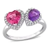 Best Pirce 🧨 2.10 ct. t.g.w. Pink Topaz, African-Amethyst and 1/5 ct. t.w. Diamond Ring in 14K White Gold by Belk & Co. 🥰
