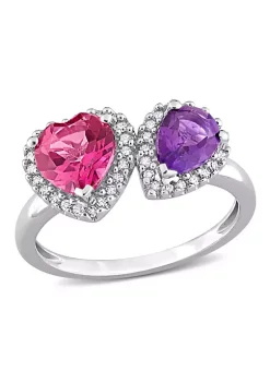 Best Pirce ๐งจ 2.10 ct. t.g.w. Pink Topaz, African-Amethyst and 1/5 ct. t.w. Diamond Ring in 14K White Gold by Belk & Co. ๐ฅฐ
