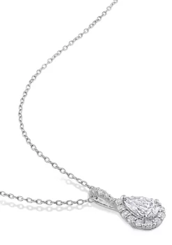 Top 10 🛒 Lab Created 2-pc Set of 3 7/8 CT TGW Pear Shaped Moissanite Halo Pendant with Chain and Leverback Earrings Set in Sterling Silver by Belk & Co. 👍 -DealsBelk & Co. Store Belk 35338