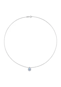 Cheapest 🎁 1 CT TGW Blue Topaz and White Topaz Teardrop Halo Necklace in 10k White Gold by Belk & Co. 💯 -DealsBelk & Co. Store Belk 35344