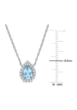 Cheapest 🎁 1 CT TGW Blue Topaz and White Topaz Teardrop Halo Necklace in 10k White Gold by Belk & Co. 💯 -DealsBelk & Co. Store Belk 35345