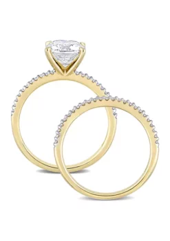 Best deal 🛒 Lab Created 2 ct. t.w. Cushion Moissanite and 1/4 ct. t.w. Diamond Bridal Ring Set in 14k Yellow Gold by Belk & Co. 👏 -DealsBelk & Co. Store Belk 3535