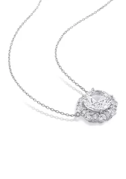 Flash Sale 🤩 Lab Created 4.37 CT TGW Created White Sapphire Floral Halo Necklace in 10k White Gold by Belk & Co. 👏 -DealsBelk & Co. Store Belk 35361