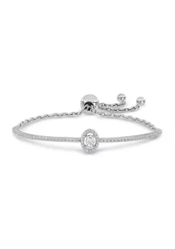 New 😍 Lab Created 3/4 Ct DEW Created Moissanite Oval Halo Adjustable Bolo Bracelet in Sterling Silver by Belk & Co. 🧨 -DealsBelk & Co. Store Belk 35394