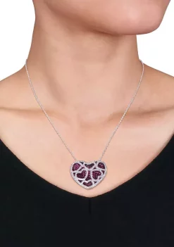 Cheapest 🥰 Lab Created 4 CT TGW Created Ruby and Created White Sapphire Heart Cluster Necklace in Sterling Silver by Belk & Co. 😍 -DealsBelk & Co. Store Belk 35417