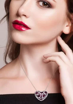 Cheapest 🥰 Lab Created 4 CT TGW Created Ruby and Created White Sapphire Heart Cluster Necklace in Sterling Silver by Belk & Co. 😍 -DealsBelk & Co. Store Belk 35419