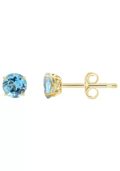 Top 10 💯 14K Yellow Gold 5mm Round Blue Topaz Stud Earrings by Belk & Co. 🔔 -DealsBelk & Co. Store Belk 35454