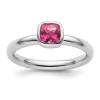 Best Sale 🌟 1/2 ct. t.w. Cushion-cut Pink Tourmaline Stackable Expressions Ring in Sterling Silver by Belk & Co. 🔥