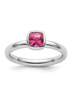 Best Sale 🌟 1/2 ct. t.w. Cushion-cut Pink Tourmaline Stackable Expressions Ring in Sterling Silver by Belk & Co. 🔥 -DealsBelk & Co. Store Belk 35459