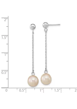Flash Sale 😀 14K White Gold 7-8mm White Round Freshwater Cultured Pearl Dangle Post Earrings by Belk & Co. ⌛ -DealsBelk & Co. Store Belk 35460