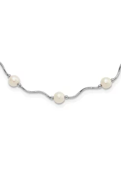 Buy 🎉 Sterling Silver Rhodium-plated 6-7mm White Freshwater Cultured Pearl Necklace by Belk & Co. ⭐