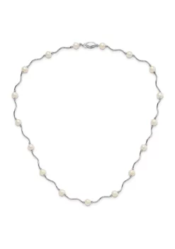 Buy 🎉 Sterling Silver Rhodium-plated 6-7mm White Freshwater Cultured Pearl Necklace by Belk & Co. ⭐ -DealsBelk & Co. Store Belk 35475
