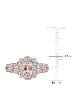 Best Pirce ⭐ 3/4 ct. t.w. Morganite and 1/2 ct. t.w. Diamond Halo Ring in 10k Rose Gold by Belk & Co. ⌛ -DealsBelk & Co. Store Belk 35506