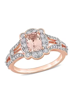 Best Pirce ⭐ 3/4 ct. t.w. Morganite and 1/2 ct. t.w. Diamond Halo Ring in 10k Rose Gold by Belk & Co. ⌛ -DealsBelk & Co. Store Belk 35508