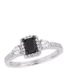 Best deal ✨ 7/8 ct. t.w. Black and White Diamond and 3/8 ct. t.w. White Sapphire Halo Engagement Ring in 10K White Gold by Belk & Co. 🤩
