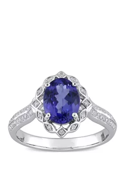 Buy 👏 1.8 ct. t.w. Tanzanite and 1/6 ct. t.w. Diamond Art Deco Design Ring in 14k White Gold by Belk & Co. 🌟 -DealsBelk & Co. Store Belk 35516