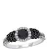 Outlet 🤩 1.3 ct. t.w. Black and White Diamond Halo Cluster Engagement Ring in 14K White Gold by Belk & Co. ❤️