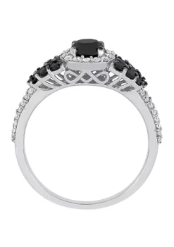 Outlet 🤩 1.3 ct. t.w. Black and White Diamond Halo Cluster Engagement Ring in 14K White Gold by Belk & Co. ❤️ -DealsBelk & Co. Store Belk 35521