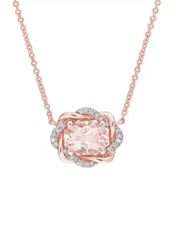 New 🧨 1 1/7 ct. t.w. Morganite and 1/10 ct. t.w. Diamond Twisted Halo Necklace by Belk & Co. 🥰 -DealsBelk & Co. Store Belk 35527