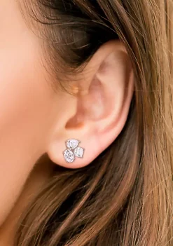 Buy 🤩 4.8 ct. t.w. Created Moissanite Three-Stone Earrings in Sterling Silver by Belk & Co. ❤️ -DealsBelk & Co. Store Belk 35531