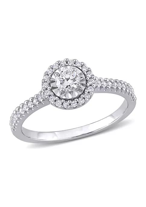Discount โ๏ธ 3/8 ct. t.w. Diamond Halo Engagement Ring in 10k White Gold by Belk & Co. ๐ 6 Discount โ๏ธ 3/8 ct. t.w. Diamond Halo Engagement Ring in 10k White Gold by Belk & Co. ๐ - Image 6