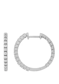 Hot Sale 🔔 1/2 ct. t.w. Diamond Hoop Earrings in 10k White Gold by Belk & Co. 🧨 -DealsBelk & Co. Store Belk 3557