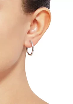 Hot Sale 🔔 1/2 ct. t.w. Diamond Hoop Earrings in 10k White Gold by Belk & Co. 🧨 -DealsBelk & Co. Store Belk 3558