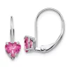 Outlet 💯 1.1 ct. t.w. Pink Tourmaline 5mm Heart Leverback Earrings in 14K White Gold by Belk & Co. 🔥