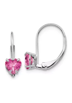 Outlet ๐ฏ 1.1 ct. t.w. Pink Tourmaline 5mm Heart Leverback Earrings in 14K White Gold by Belk & Co. ๐ฅ