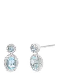 Deals ⭐ 1 ct. t.w. Aquamarine and 1/4 ct. t.w. Diamond Earrings by Belk & Co. 🎉