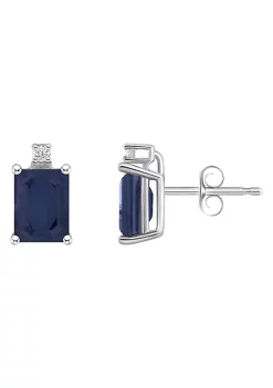 Outlet 👍 14K Gold 6x4 Emerald Cut Sapphire Diamond Accent Earrings by Belk & Co. 👍 -DealsBelk & Co. Store Belk 35592