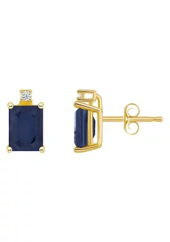 Outlet 👍 14K Gold 6x4 Emerald Cut Sapphire Diamond Accent Earrings by Belk & Co. 👍 -DealsBelk & Co. Store Belk 35593