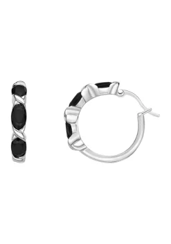 Deals 😉 3.3 ct. t.w. Black Onyx Hoop Earrings in Sterling Silver by Belk & Co. 🔔