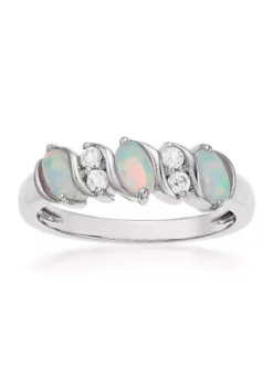 Hot Sale 🤩 Lab Created 0.9 ct. t.w. Created Opal and White Topaz Ring in Sterling Silver by Belk & Co. 🥰
