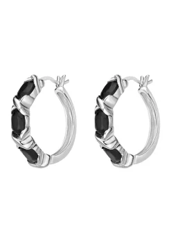 Deals 😉 3.3 ct. t.w. Black Onyx Hoop Earrings in Sterling Silver by Belk & Co. 🔔 -DealsBelk & Co. Store Belk 35601