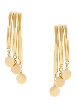 Top 10 👏 3 Row Grad J Hoop with Disc Drop Earrings in 10K Yellow Gold by Belk & Co. 💯 -DealsBelk & Co. Store Belk 35607