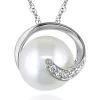Outlet 😍 10k White Gold Cultured Freshwater Pearl and Diamond Pendant by Belk & Co. 🎁