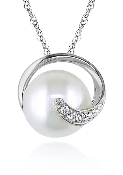 Outlet 😍 10k White Gold Cultured Freshwater Pearl and Diamond Pendant by Belk & Co. 🎁 1 Outlet 😍 10k White Gold Cultured Freshwater Pearl and Diamond Pendant by Belk & Co. 🎁