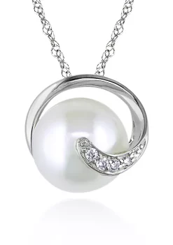 Outlet 😍 10k White Gold Cultured Freshwater Pearl and Diamond Pendant by Belk & Co. 🎁 5 Outlet 😍 10k White Gold Cultured Freshwater Pearl and Diamond Pendant by Belk & Co. 🎁 -DealsBelk & Co. Store Belk 35619
