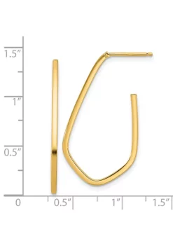 Promo ⌛ 14K Yellow Gold Polished Geometric Shaped J-Hoop Post Earrings by Belk & Co. 🥰 -DealsBelk & Co. Store Belk 35629