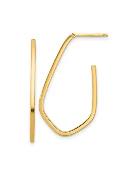 Promo ⌛ 14K Yellow Gold Polished Geometric Shaped J-Hoop Post Earrings by Belk & Co. 🥰 -DealsBelk & Co. Store Belk 35630